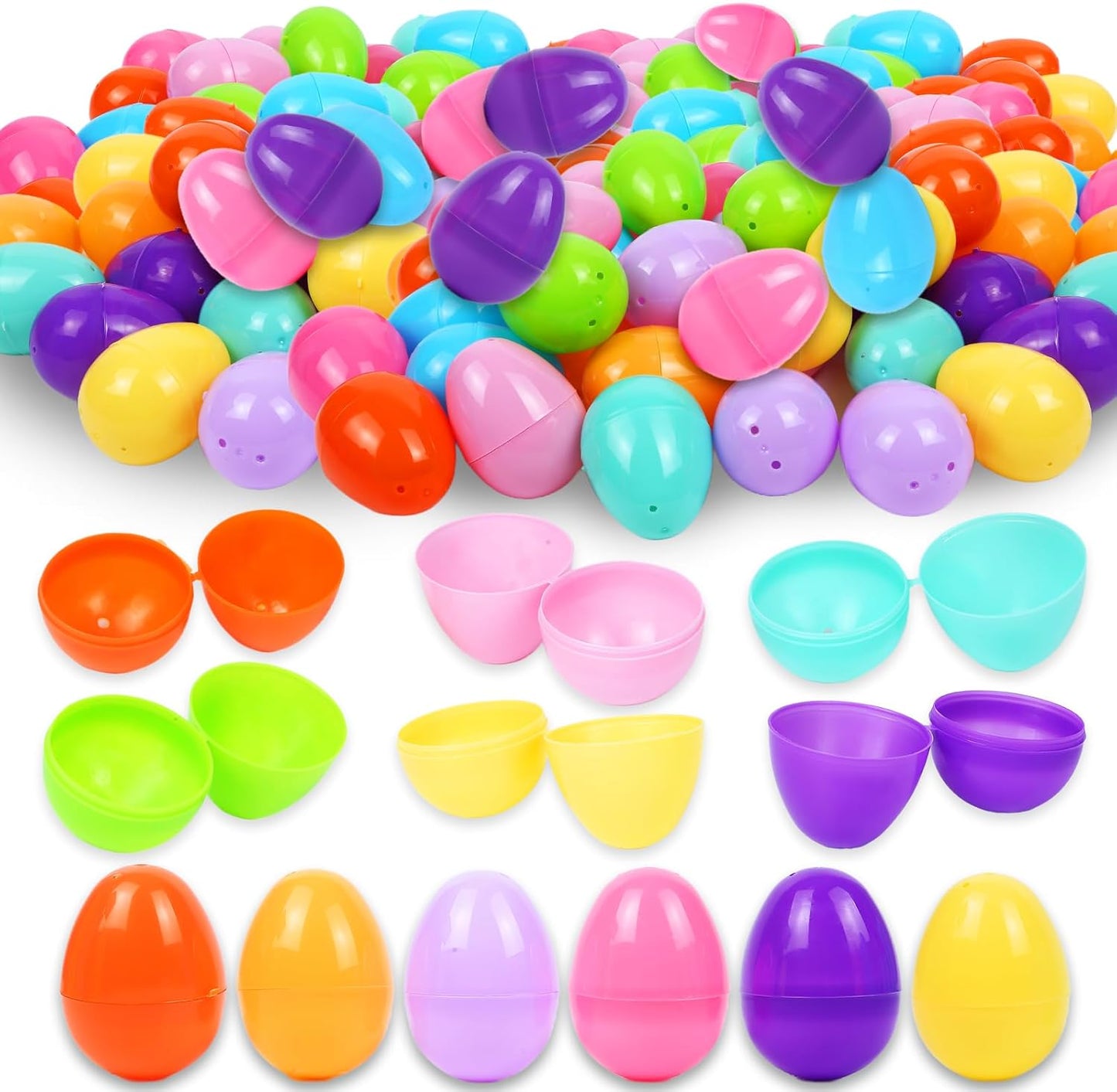 🐣 1000-2000PCS 2.3" Fillable Plastic Easter Eggs – Bright Colorful Bulk Eggs for Easter Hunt & Party Favors