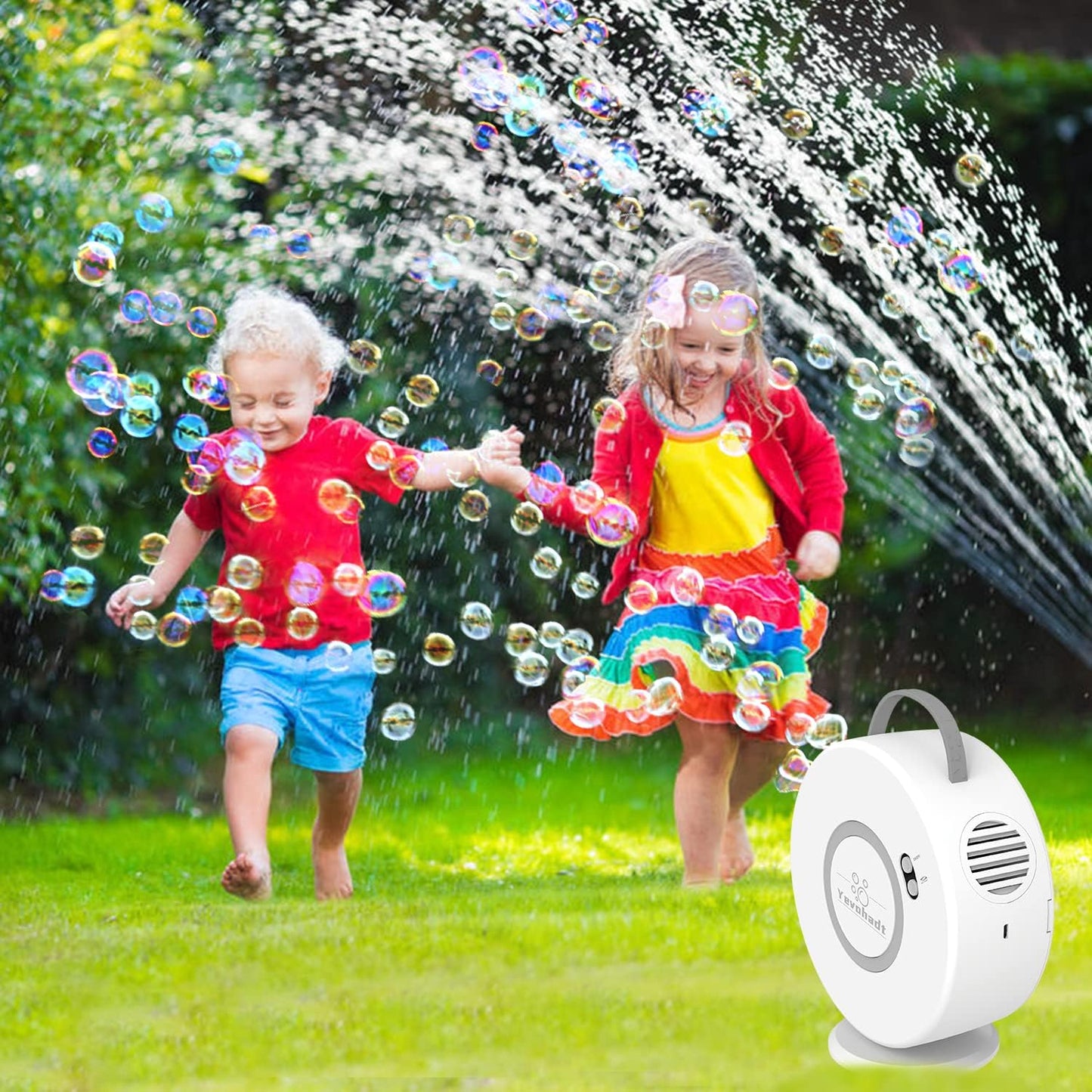 Rechargeable Bubble Machine for Kids & Toddlers – 90°/360° Rotatable Electric Bubble Blower, Easter Gifts & Outdoor Party Bubble Maker Toy for Boys & Girls Ages 3–8